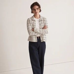 MADEWELL Striped Button Front Collared Cardigan